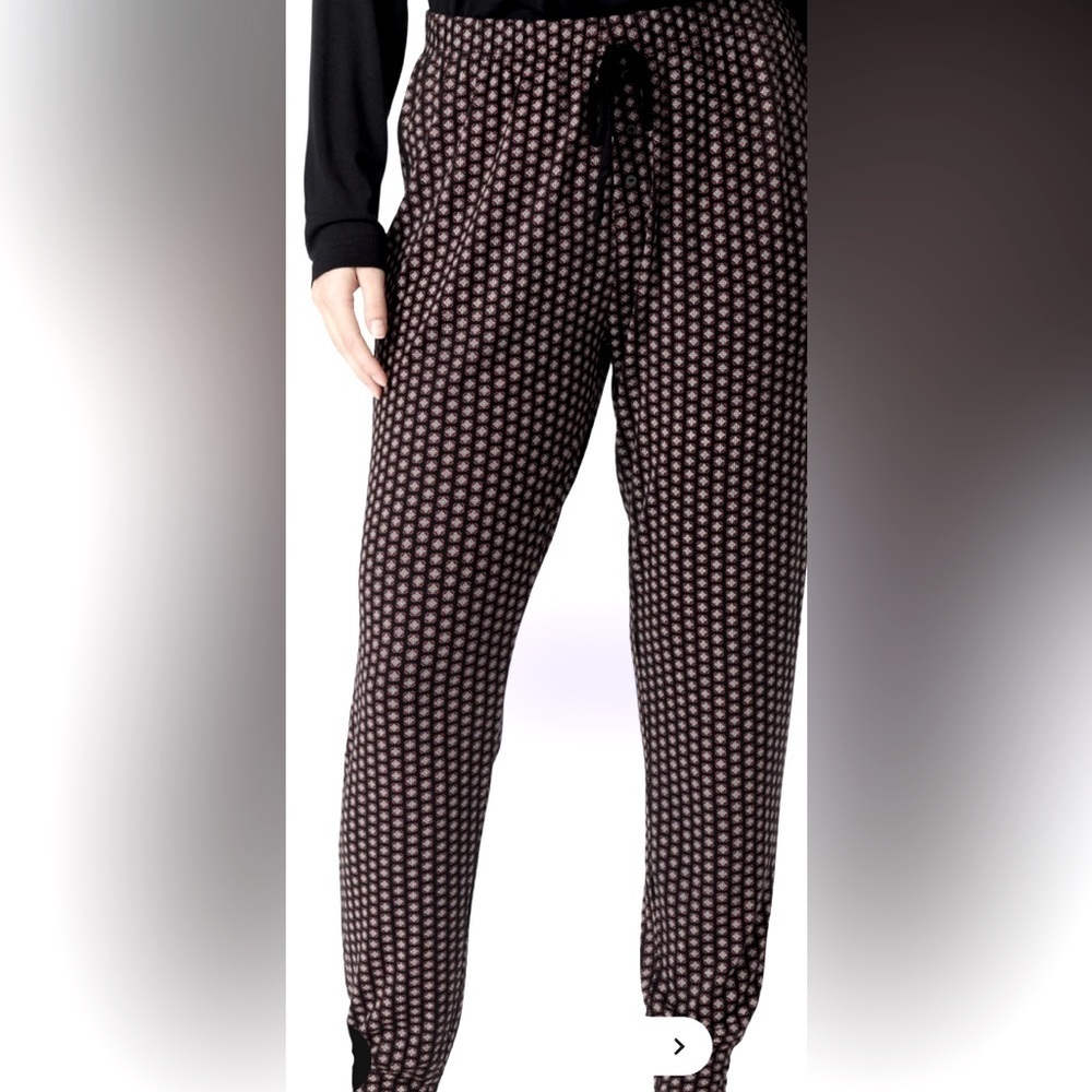 Monogram Brown Patterned drawstrings Jogger Pants Sz XL